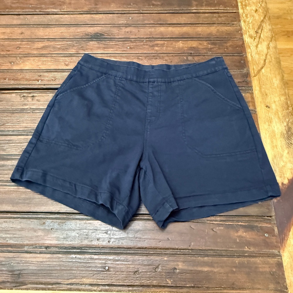 Nautica Jeans Co Womens Navy Blue Stretch Pull On Shorts Size L Pockets